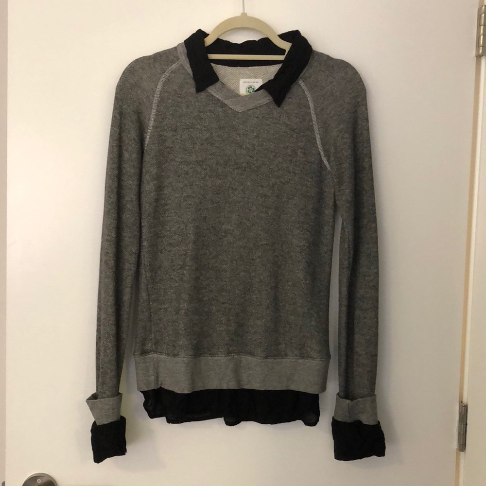 Grey sweater w/ black built in collared shirt